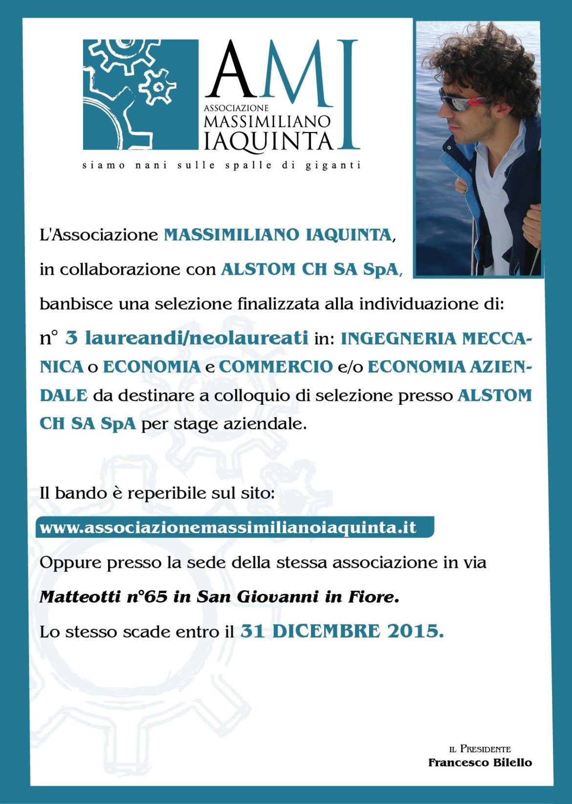 Bando di selezione di n. 3 laureandi/neolaureati